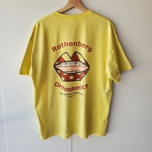Vintage Hanes Art Tee Lips Orthodotics Men's Size XL Yellow